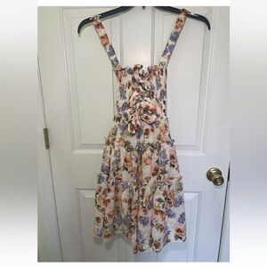 EUC En Saison Womens Midi Smocked Floral Ruffle Sleeveless Summer Sundress Sz S